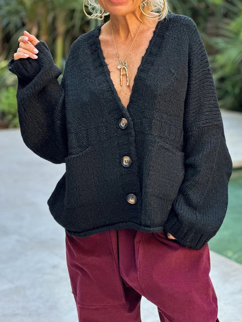 'Lottie' V-Neck Button Up Cardigan - Celes Fashion
